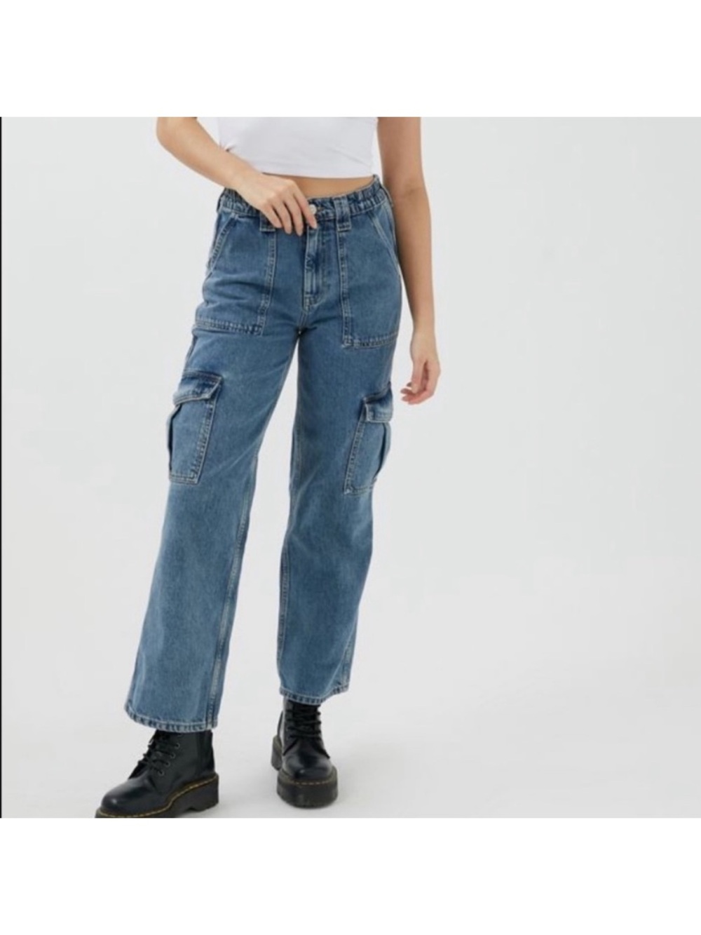 BDG Urban Outfitters High Rise Medium Wash Cargo Skate Jean Size 30